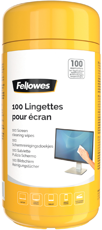 Fellowes Lingettes nettoyantes pour écran, boîte de 100