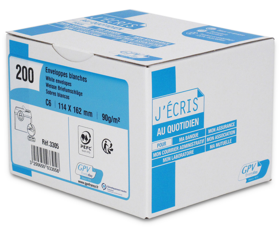 GPV Enveloppes, C5, 162 x 229 mm, avec fenêtre, blanc