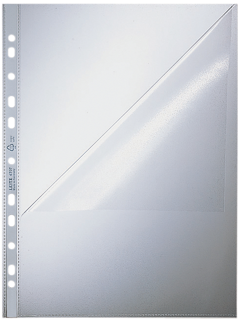 LEITZ Pochette perforée, A4, en PP, 0,09 mm, grainé
