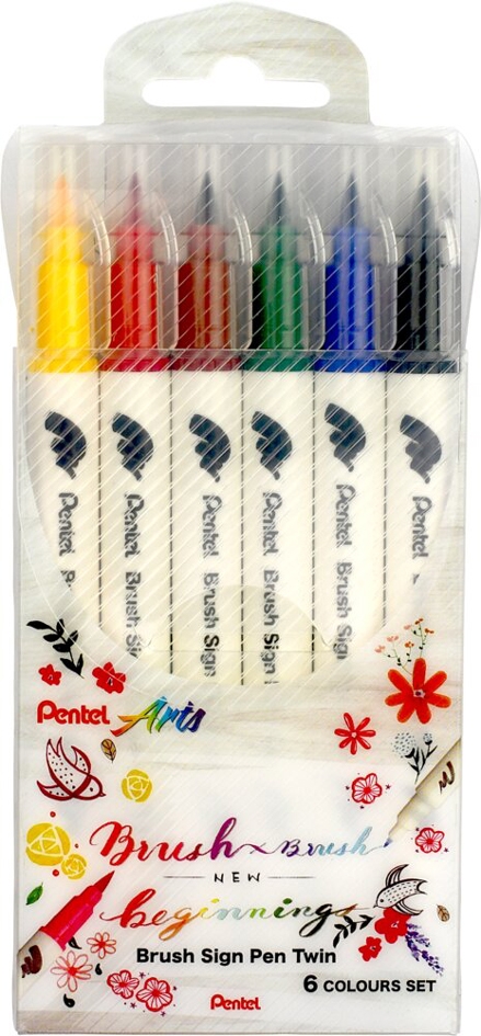 PentelArts Feutre pinceau BrushSignPen Twin, set de 6