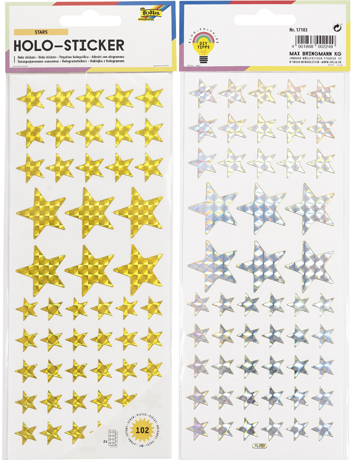 folia Sticker holographique 'Etoiles', or et argent