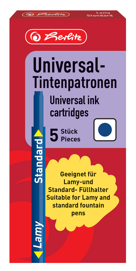 herlitz Cartouche d'encre grand volume, bleu roi, effaçable