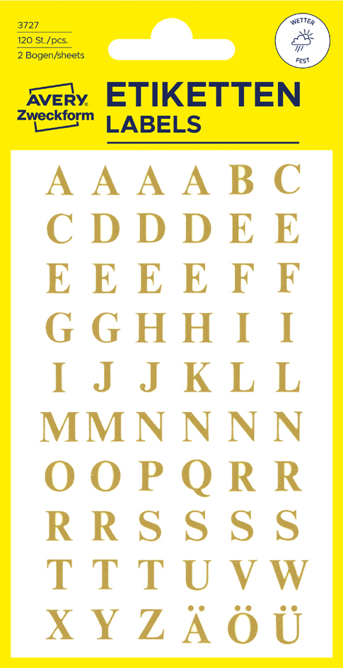 AVERY Zweckform Etiquettes alphabétiques, A-Z, or