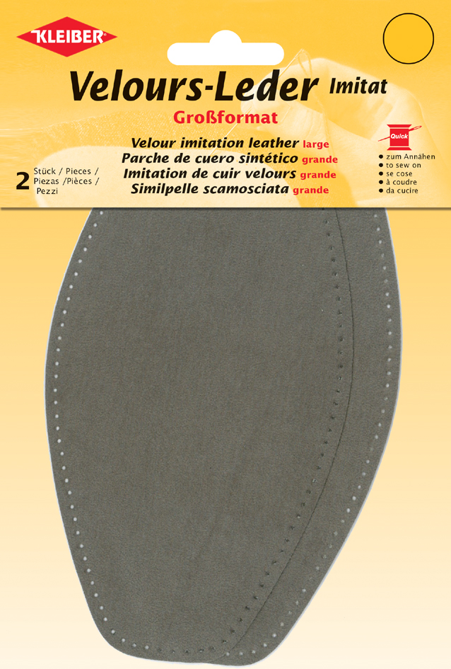KLEIBER Patch imitation cuir velours, 185x95 mm, taupe