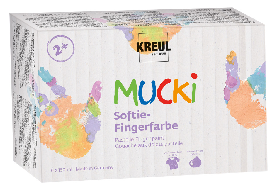 KREUL Gouache aux doigts pastel 'MUCKI', 150 ml, set de 6
