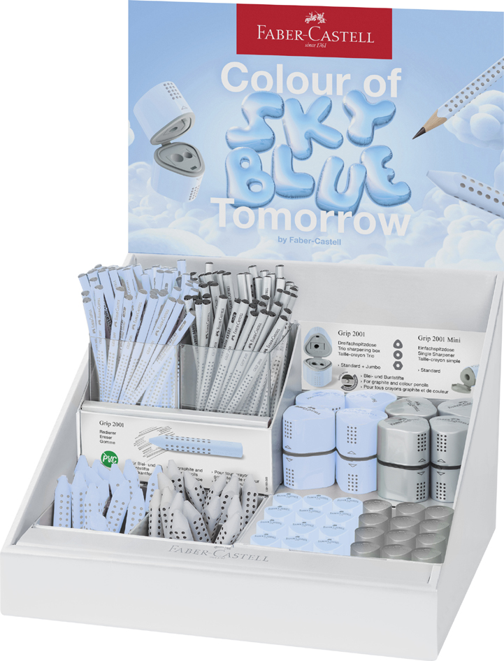 FABER-CASTELL Présentoir familial GRIP 2001 bleu ciel/argent