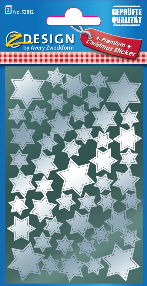 AVERY Zweckform ZDesign Stickers de Nöel 'étoiles', argent