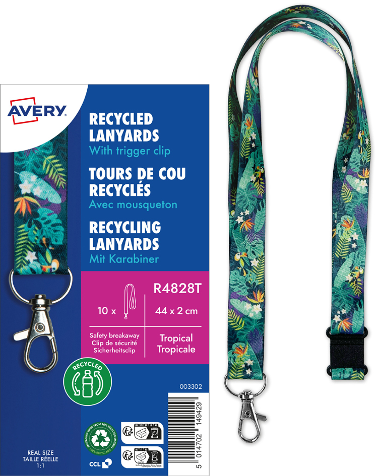 AVERY Tour de cou, rPET, 'floral', 20 x 440 mm
