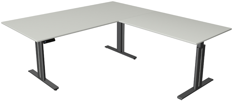 Visuel de référence : Table de bureau assis-debout "Move 3 elegant" avec extension, gris clair
