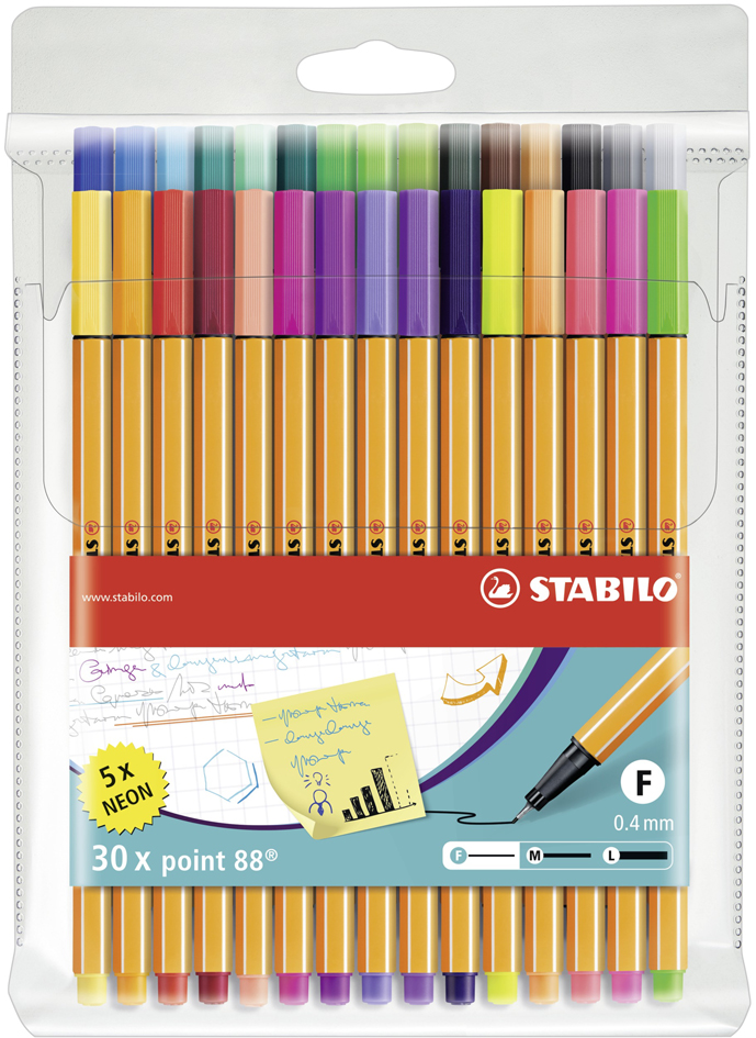 STABILO Feutre à pointe fine point 88, étui plastique de 30