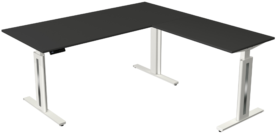 Visuel de référence : Table de bureau assis-debout "Move 3 fresh" avec élément d'angle, anthracite