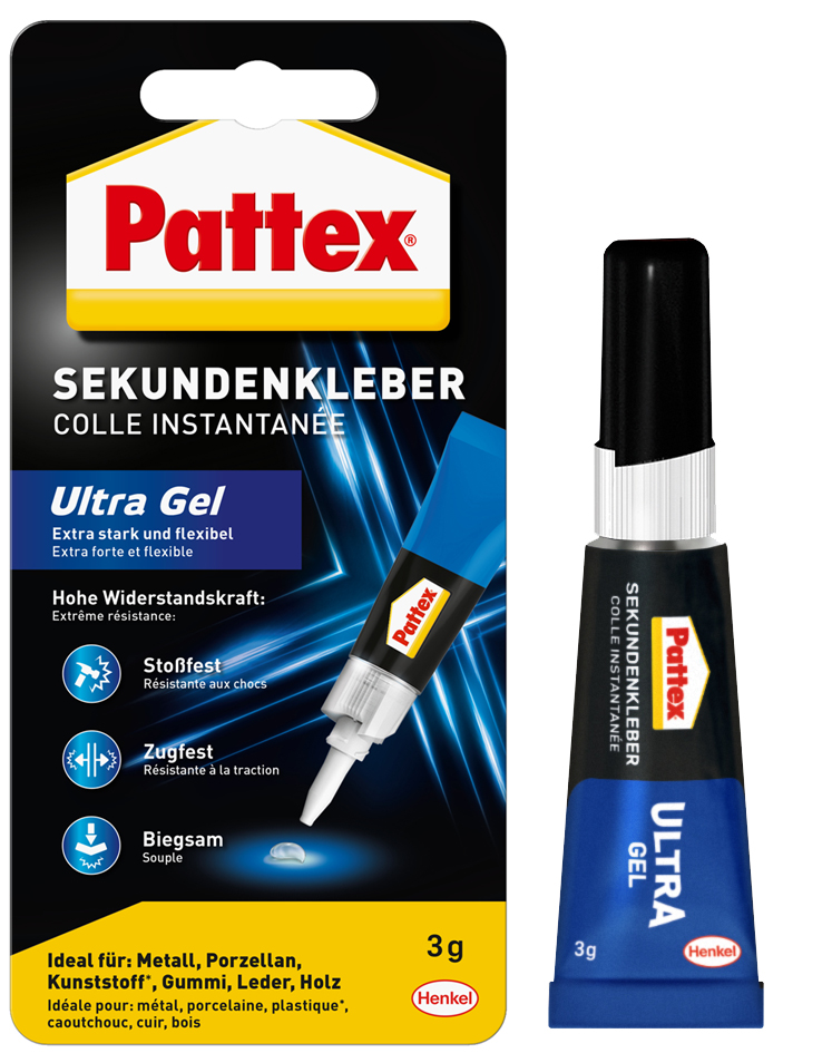 Pattex Colle instantanée Ultra Gel, tube de 3 g