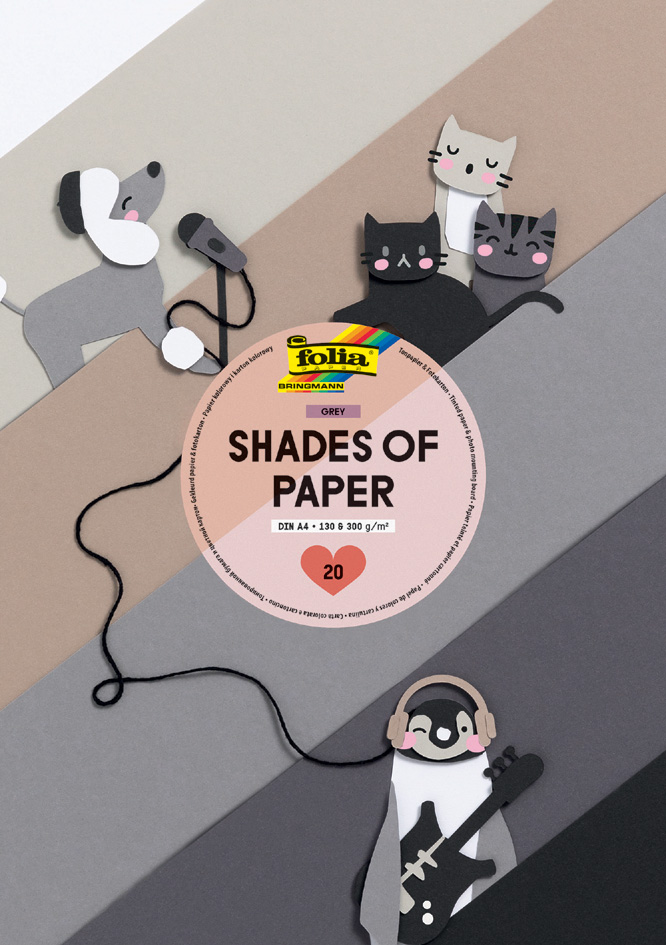 folia Bloc de papier et carton de couleur 'Shades of Grey'
