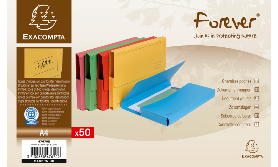 EXACOMPTA Pochette documents FOREVER, A4, assorti