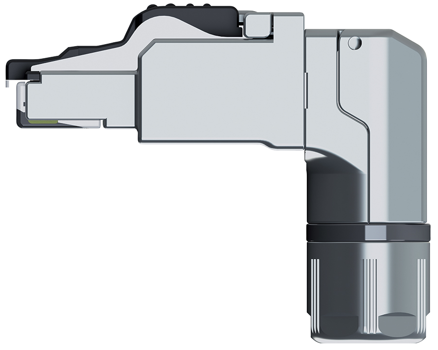 Connecteur RJ45 Cat 6A MFP8 (faible), coudé