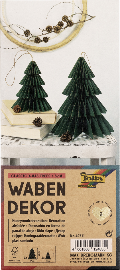 folia Décoration alvéolée CLASSIC XMAS TREE, set de 2