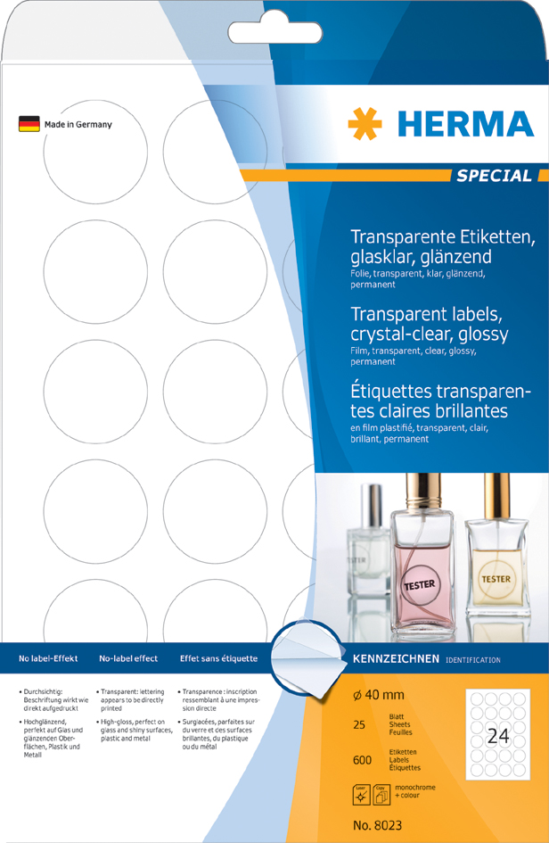 Etiquettes transparentes