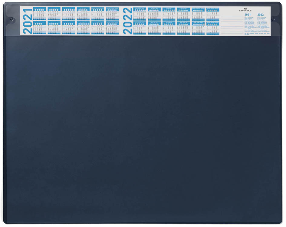 DURABLE Sous-main avec calendrier annuel, bleu foncé
