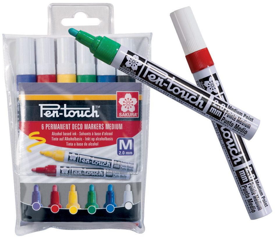 SAKURA Marqueur permanent Pen-Touch Moyen, étui de 6