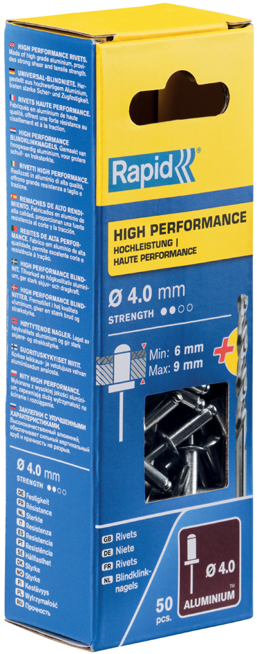 Rapid Rivet aveugle universel, 4,0 x 12 mm, en aluminium