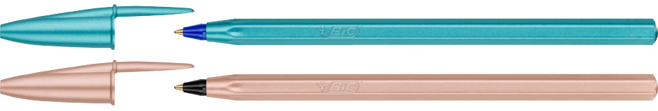 BIC Stylo à bille Cristal Glacé, assorti en bleu et rosé