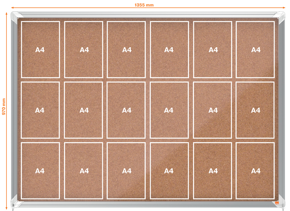 nobo Vitrine d'affichage Premium Plus, fond en liège, 18x A4