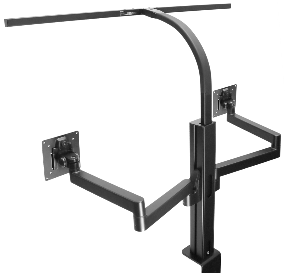 Bras support double écran AXIO & Lampe de bureau LED STRATA Screen, vue arrière