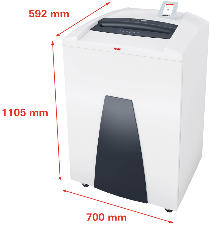 HSM Destructeur de documents P44i, particules: 3,9 x 40 mm particules 3,9 x 40 43 - 45 feuilles P-4/O-3/T-5/E-4/F-1 205 litres blanc prise à contact de sécurité