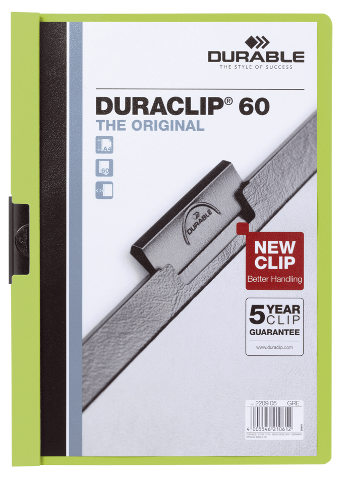 DURABLE DURACLIP ORIGINAL 60 Chemises à pince, A4, vert