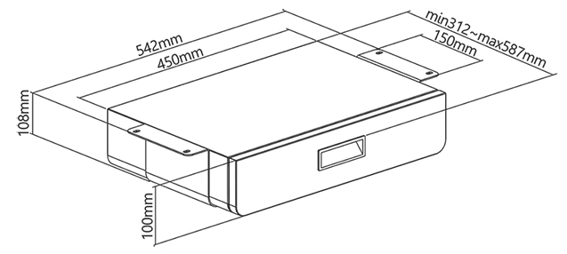 Tiroir de bureau sous table, dimensions