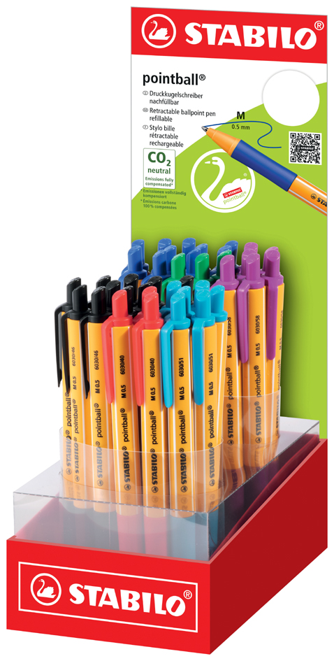 STABILO Stylo bille rétractable pointball, présentoir de 38