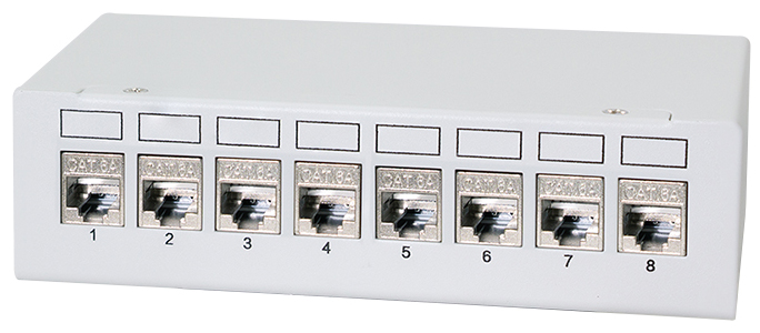 LogiLink Panneau de brassage cat.6A, 8 ports, gris clair
