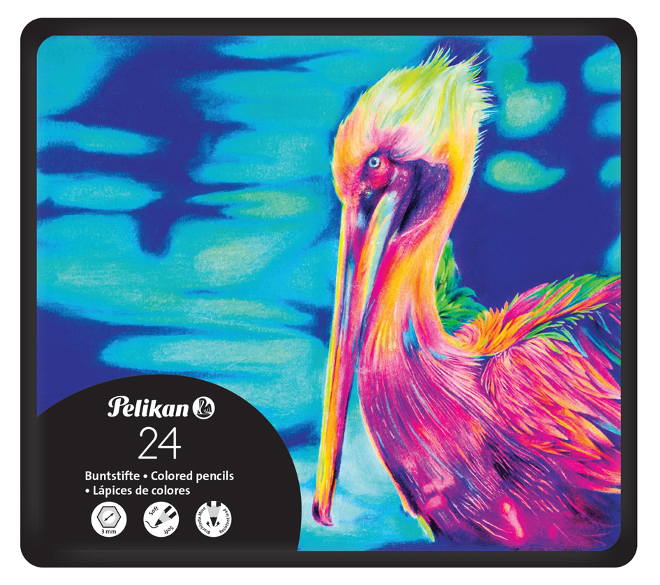 Pelikan Crayon de couleur Premium, étui métal de 24
