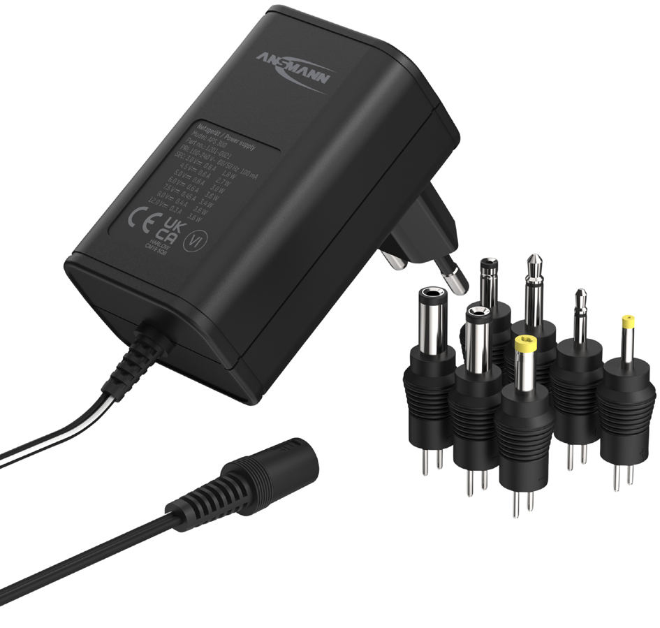 ANSMANN Bloc secteur universel APS 300, 3,6 W / 3-12 V, noir
