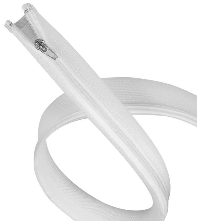 Gaine pour câble avec fermeture zip, blanc