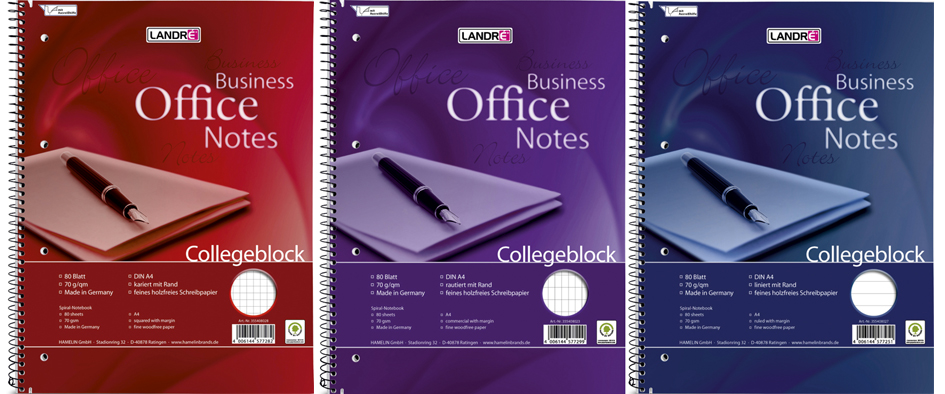LANDRÉ Bloc à spirale 'Business Office Notes', A4, carrelé,