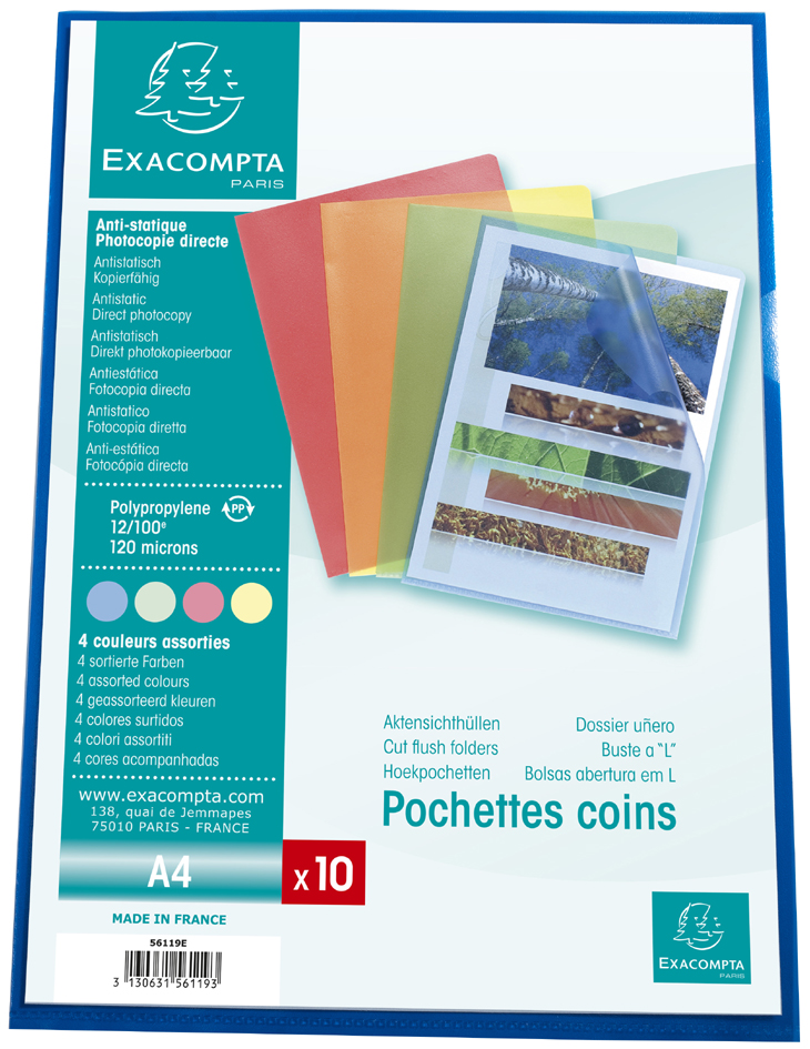 Pochette coins, A4, assorti grainé