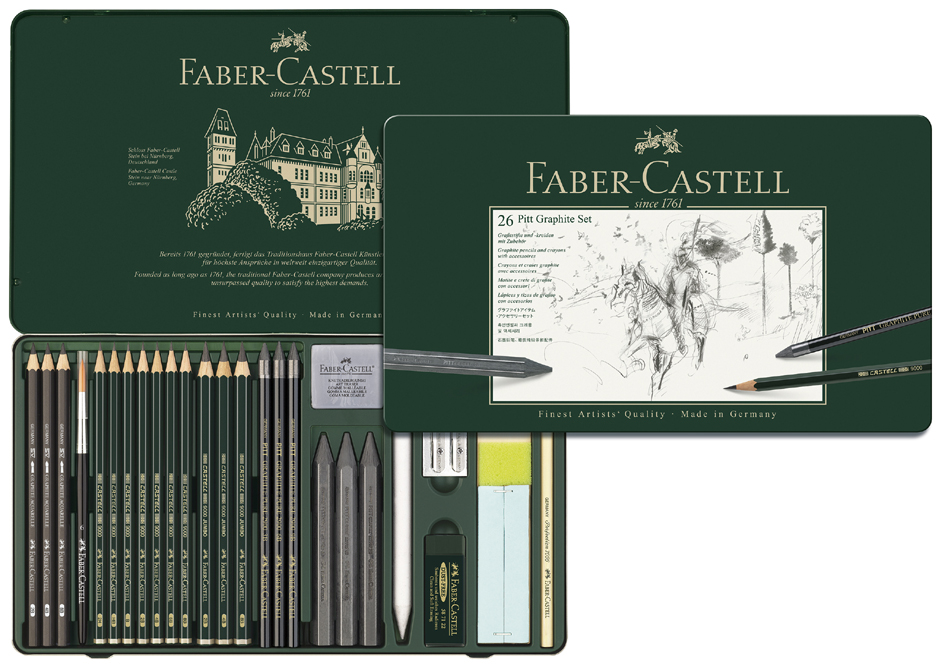 FABER-CASTELL Set crayons PITT GRAPHITE, étui de 26 pièces