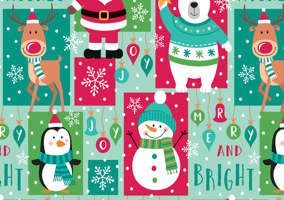 SUSY CARD Papier cadeau de Noël 'ours bonhomme de neige'