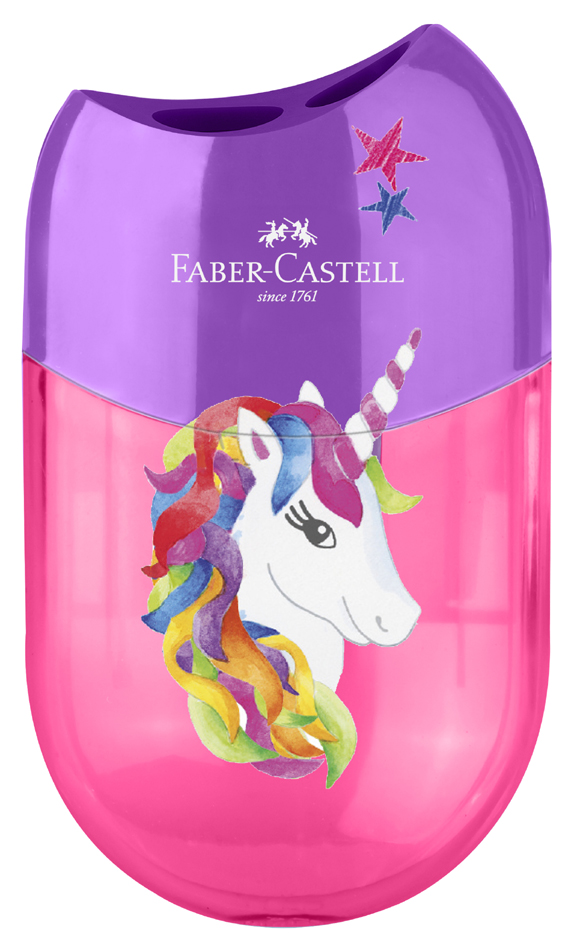 FABER-CASTELL Taille-crayon 2 trous 'Licorne', rose/violet