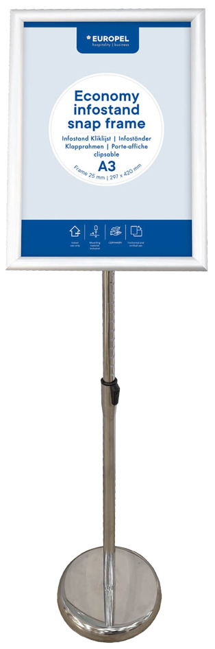 EUROPEL Porte-affiche sur pied ECONOMY + cadre, A3, argent