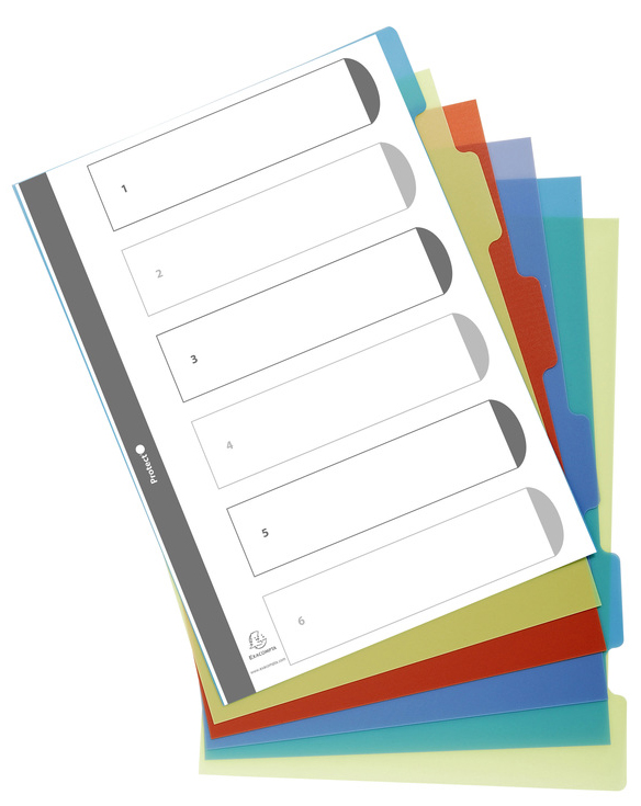 EXACOMPTA Intercalaires en plastique, uni, A4, 12 touches