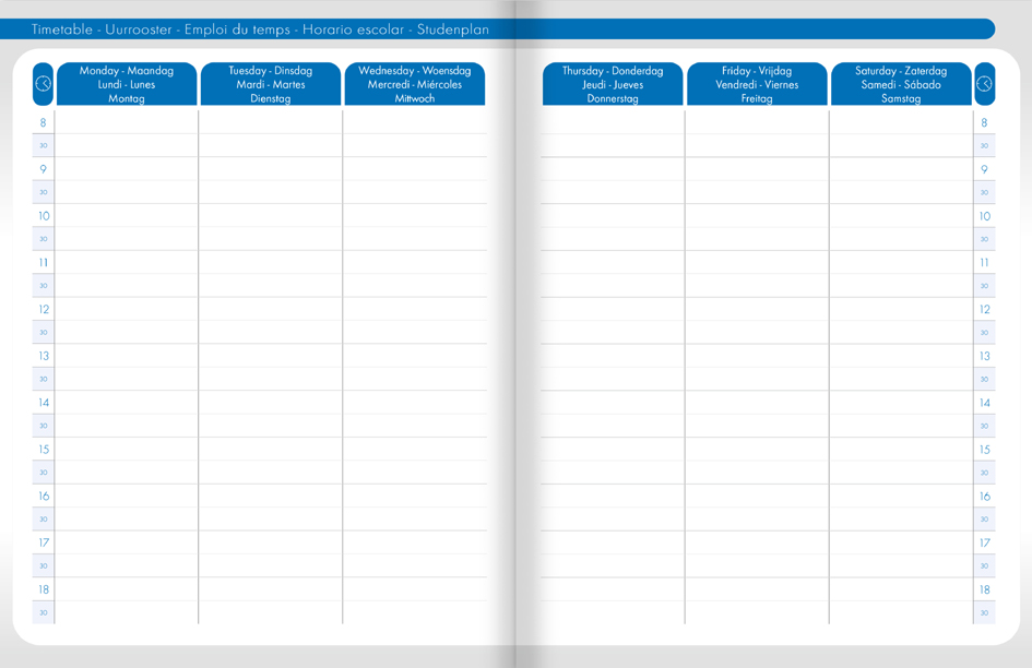 Agenda scolaire "WHEN 17" - emploi du temps