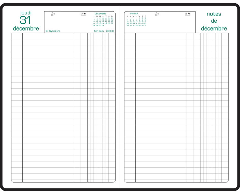 Agenda Carré Euro/Cents - 135 x 210 mm, grille