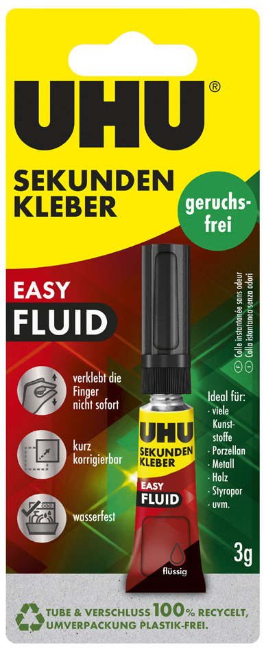 UHU Colle instantanée EASY FLUID, sans solvant, tube de 3 g
