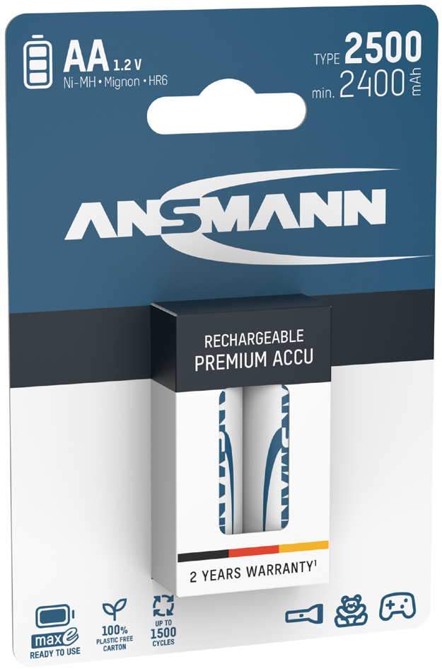 ANSMANN Pile rechargeable NiMH maxE, Mignon (AA), 2.500 mAh