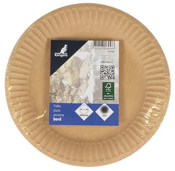 kangaro Assiette en carton, rond, diamètre: 190 mm, marron