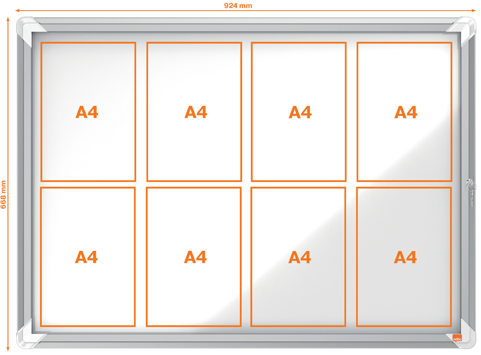 nobo Vitrine d'affichage Premium Plus, fond en métal, 8x A4