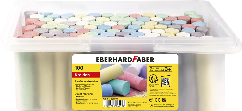 EBERHARD FABER Craie de trottoir, seau en plastique de 100