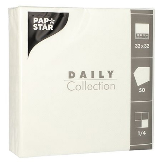 PAPSTAR Serviettes, 320 x 320 mm, 3 couches, blanc